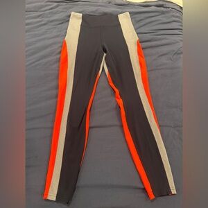 Athleta Navy and Orange Crest Colorblock Tights